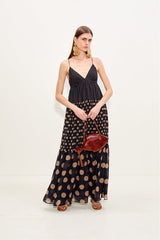 Romi Chiffon Maxi Dress | Simon Miller Black/Tan Polka Dot