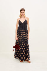 Romi Chiffon Maxi Dress | Simon Miller Black/Tan Polka Dot