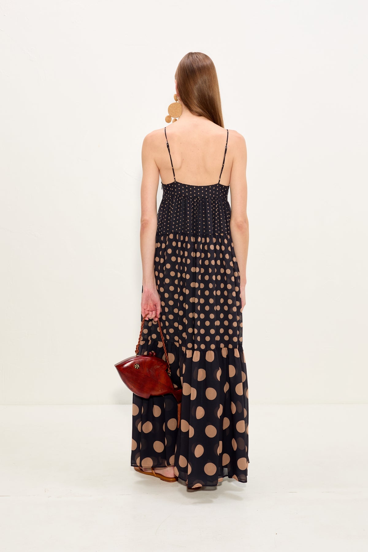 Romi Chiffon Maxi Dress | Simon Miller Black/Tan Polka Dot