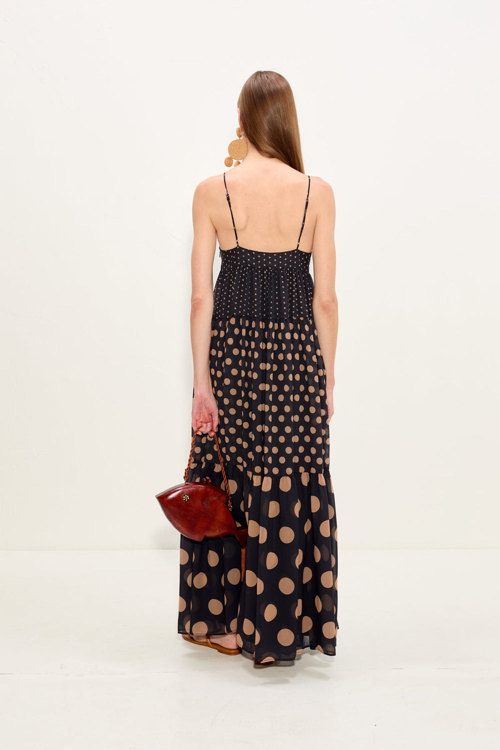 Romi Chiffon Maxi Dress | Simon Miller Black/Tan Polka Dot