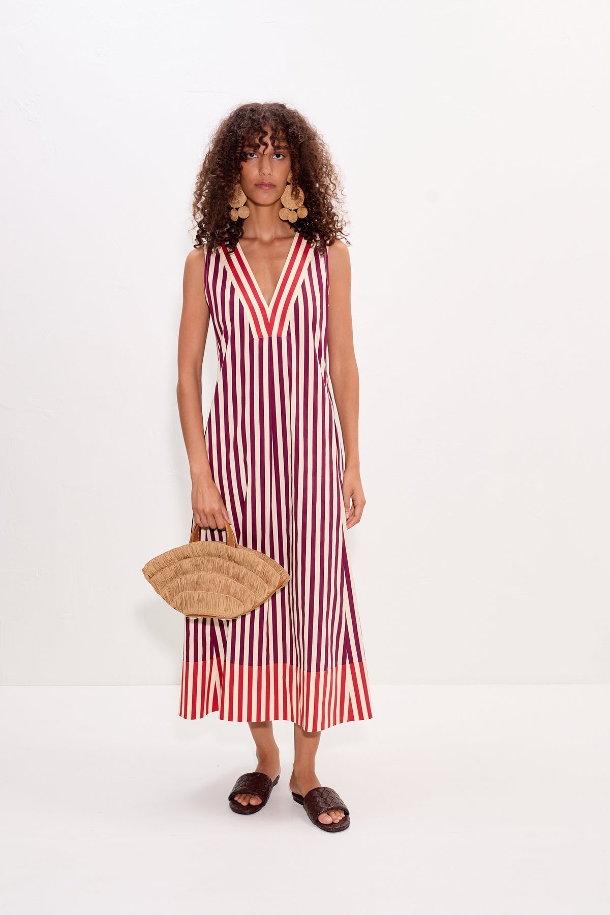 Mar Poplin Dress | Simon Miller Bordeaux Stripe Combo
