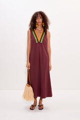Mar Crochet Poplin Dress | Simon Miller Choco Brown