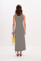 Sabine Fringe Knit Dress | Simon Miller Black/White Stripe