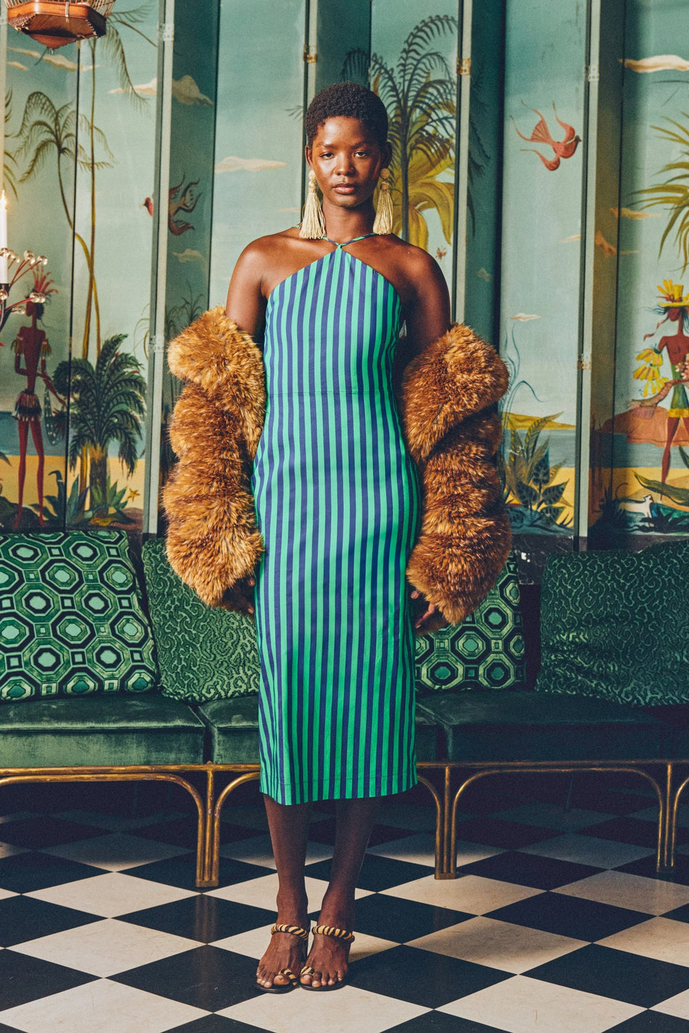 Kit Poplin Dress | Simon Miller Navy/Grass Green