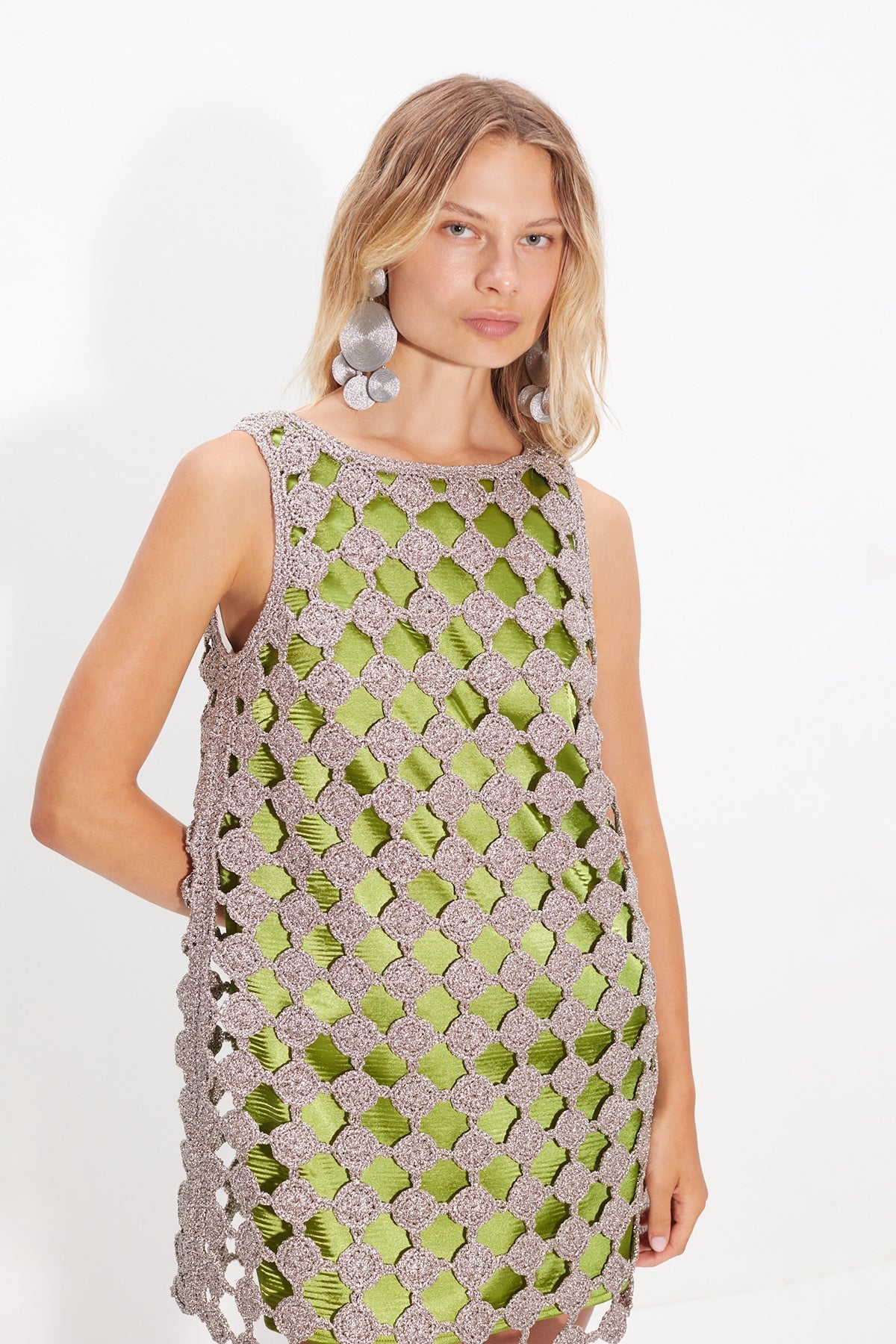 Sina Crochet Mini Dress | Simon Miller Moss/Satellite Silver