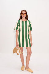 Sahara Short Sleeve Mini Dress | Simon Miller Gummy Green/Ecru