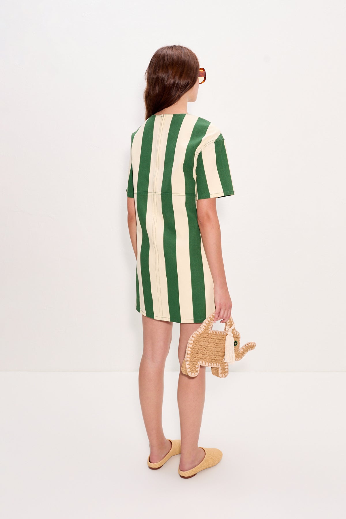 Sahara Short Sleeve Mini Dress | Simon Miller Gummy Green/Ecru