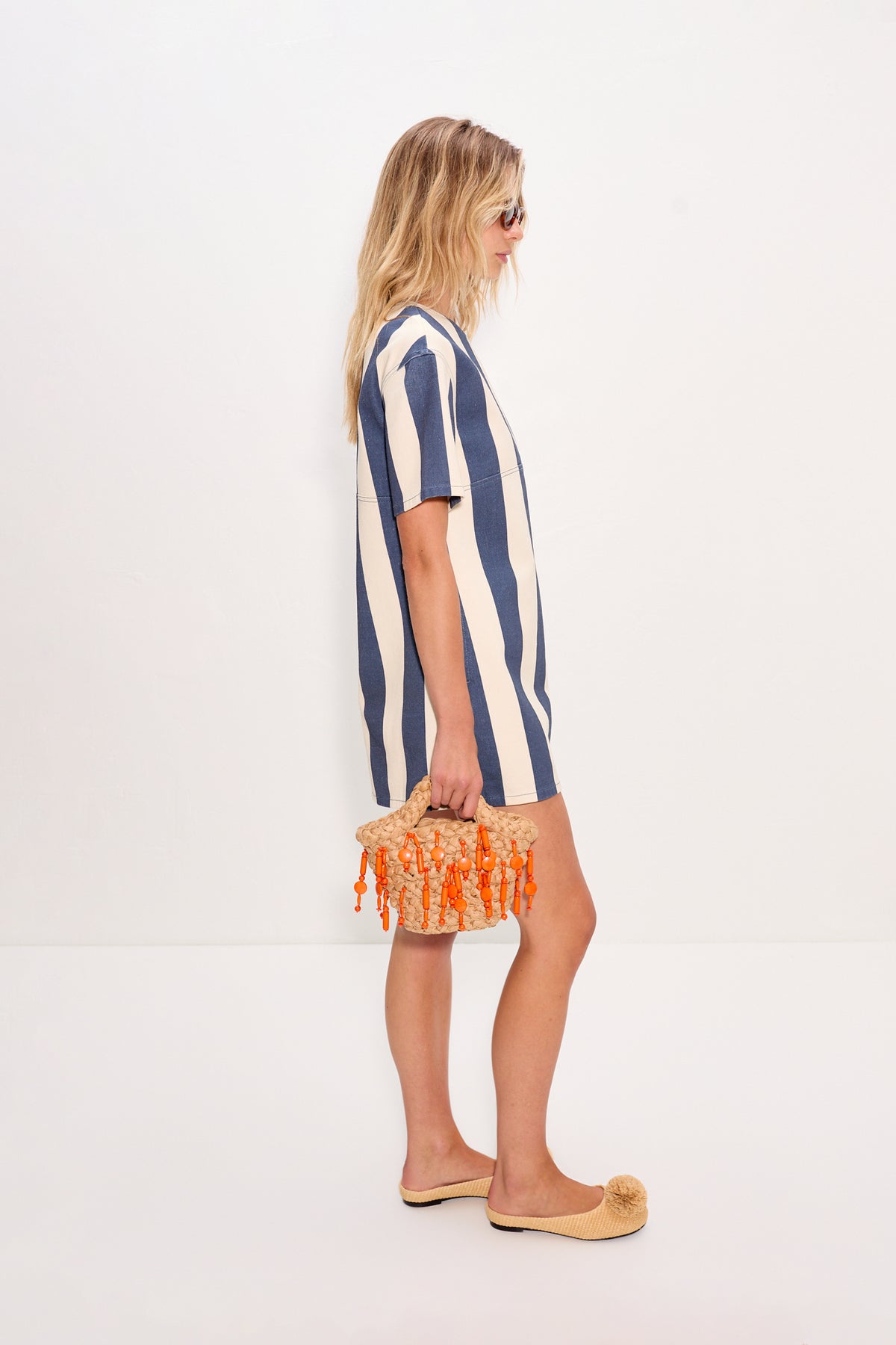 Sahara Short Sleeve Mini Dress | Simon Miller Navy/Cream