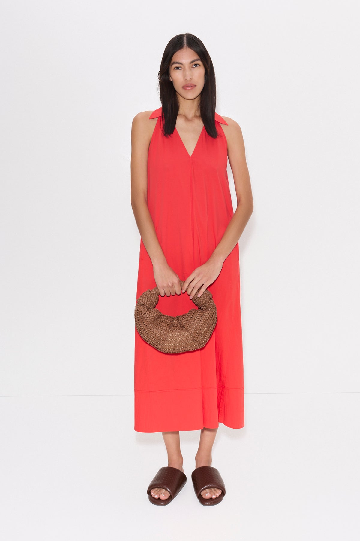 Nava Poplin Midi Dress | Simon Miller CHERRY RED