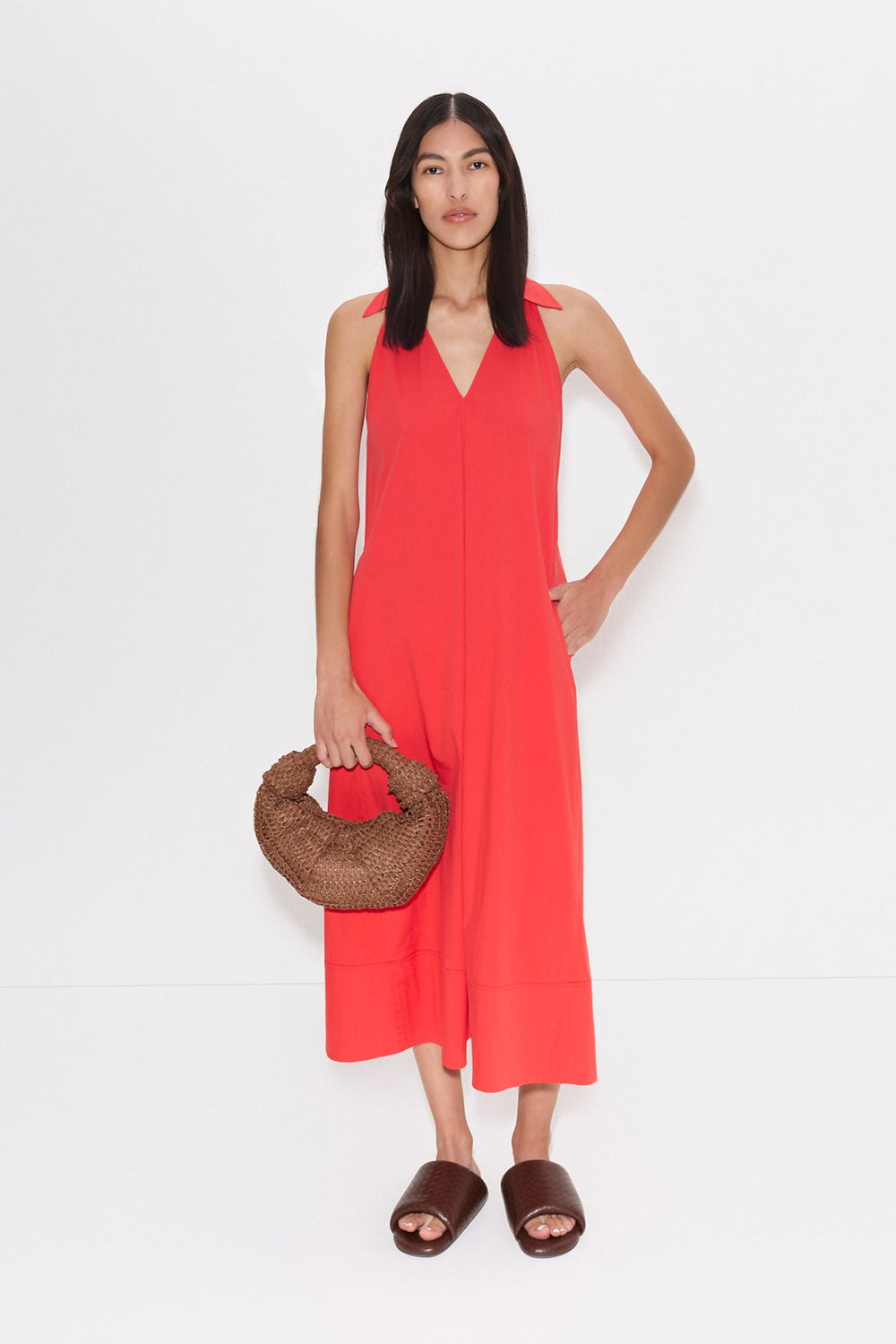 Nava Poplin Midi Dress | Simon Miller CHERRY RED