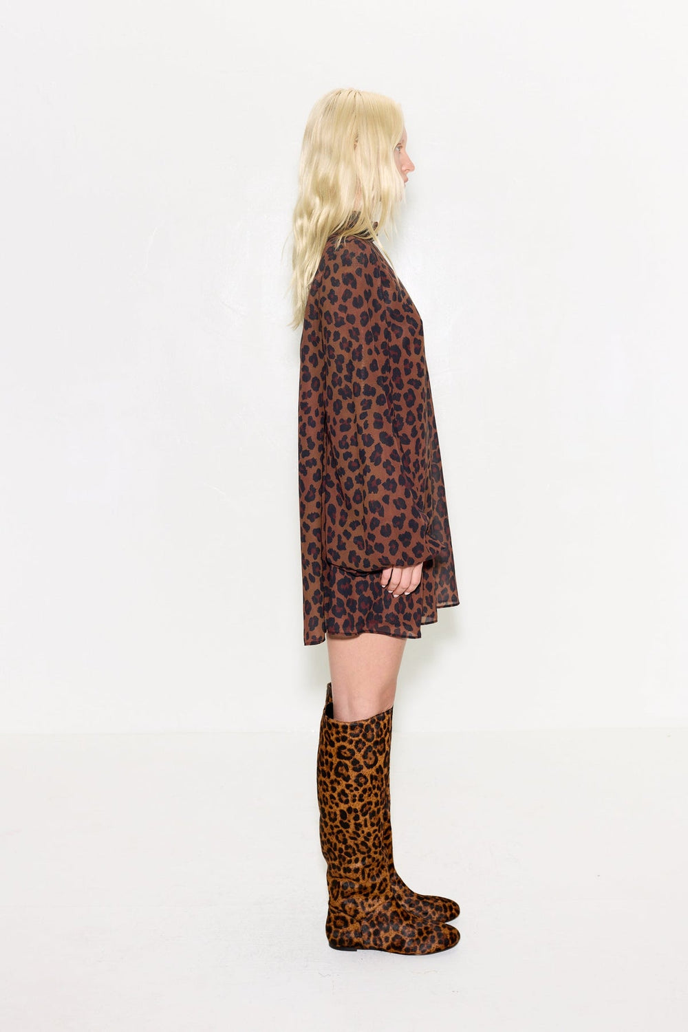 Joplin Chiffon Mini Dress | Simon Miller CHOCO BROWN LEOPARD