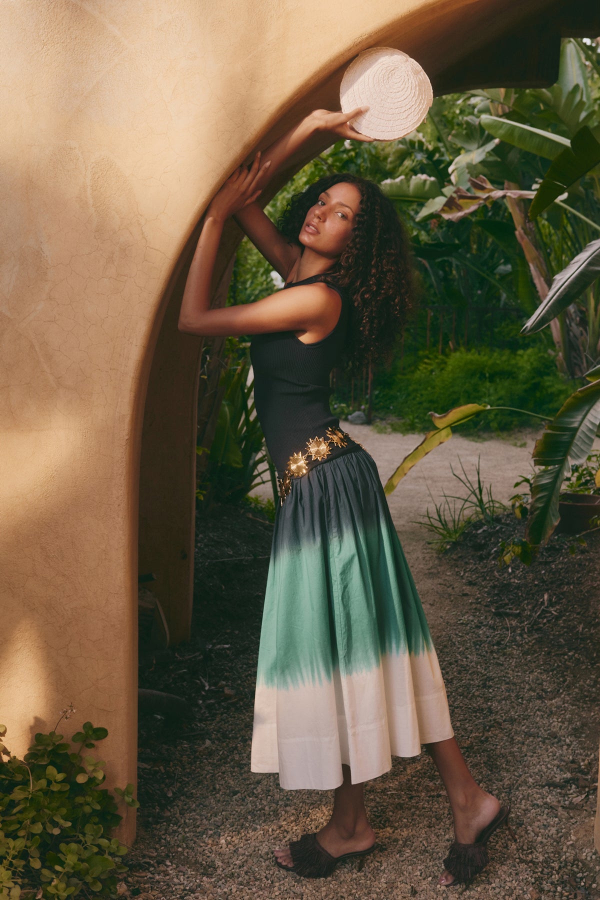 Novo Knit Combo Dress | Simon Miller Macadamia / Blue Dip Dye