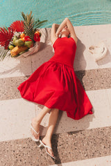Yanez Poplin Combo Dress | Simon Miller CHERRY RED