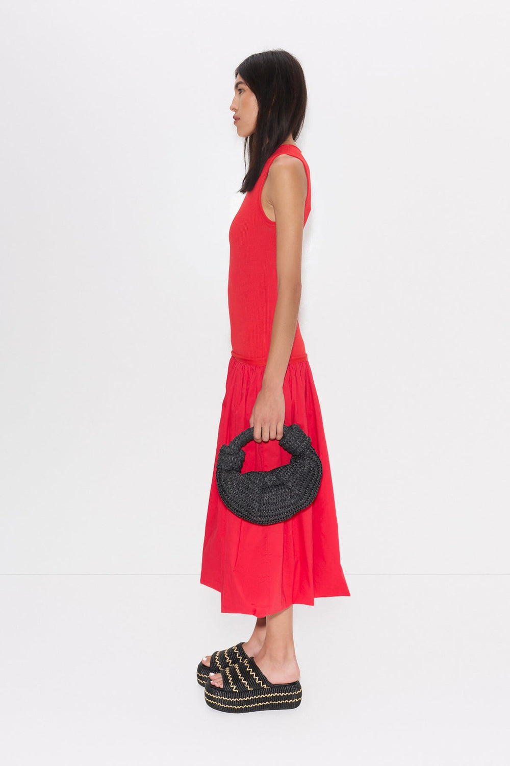 Yanez Poplin Combo Dress | Simon Miller CHERRY RED