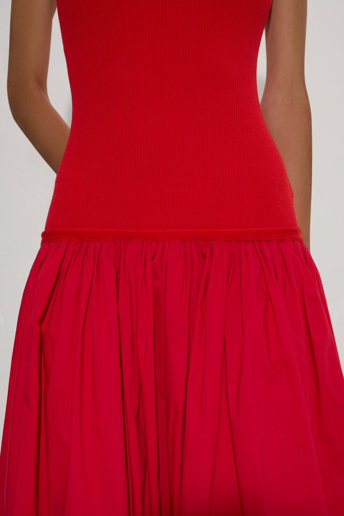 Yanez Poplin Combo Dress | Simon Miller CHERRY RED