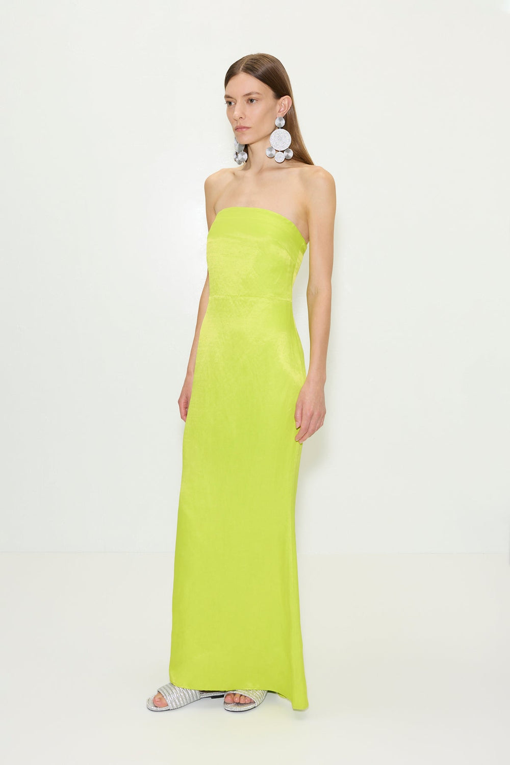 Sculpty Strapless Satin Dress | Simon Miller LIME