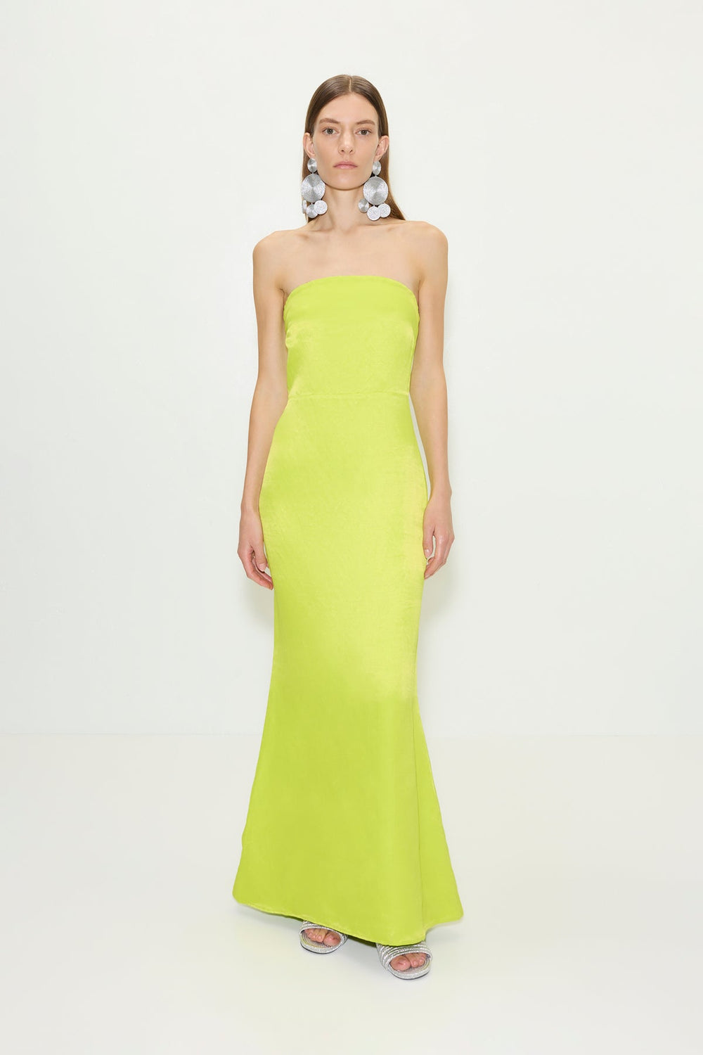 Sculpty Strapless Satin Dress | Simon Miller LIME