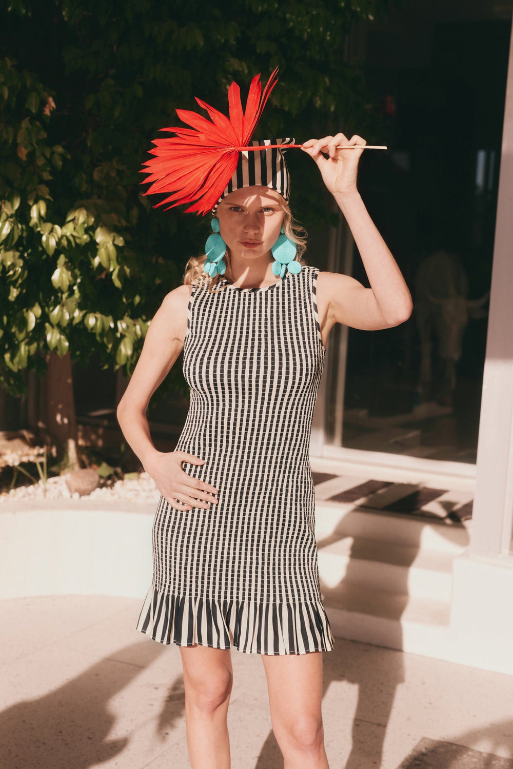 Belle Smocked Mini Dress | Simon Miller BLACK/WHITE STRIPE