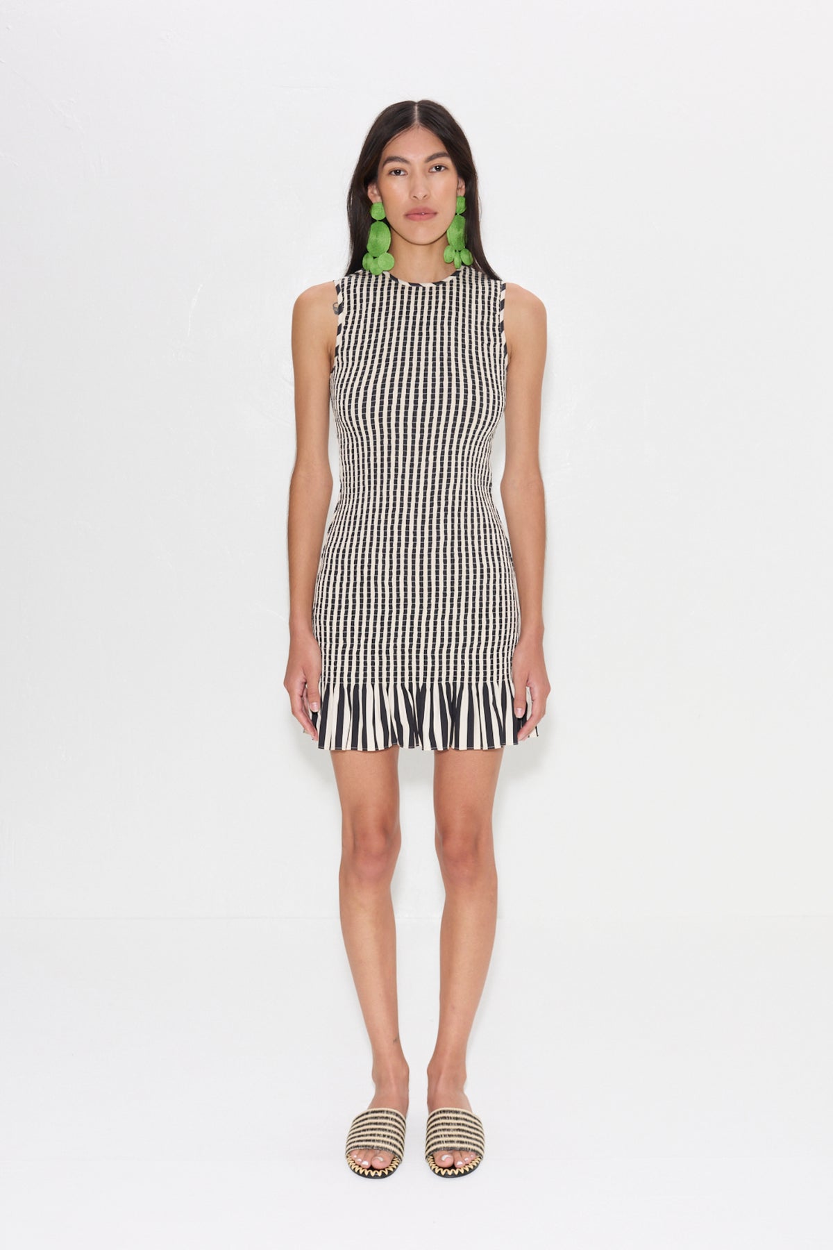 Belle Smocked Mini Dress | Simon Miller BLACK/WHITE STRIPE