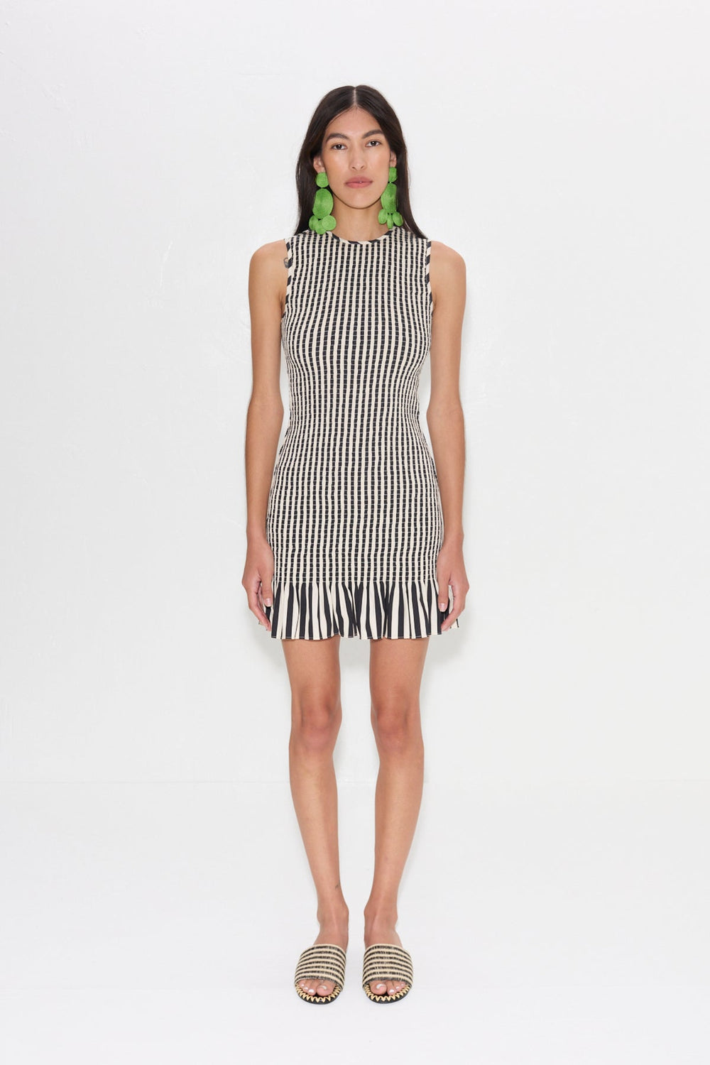 Belle Smocked Mini Dress | Simon Miller BLACK/WHITE STRIPE