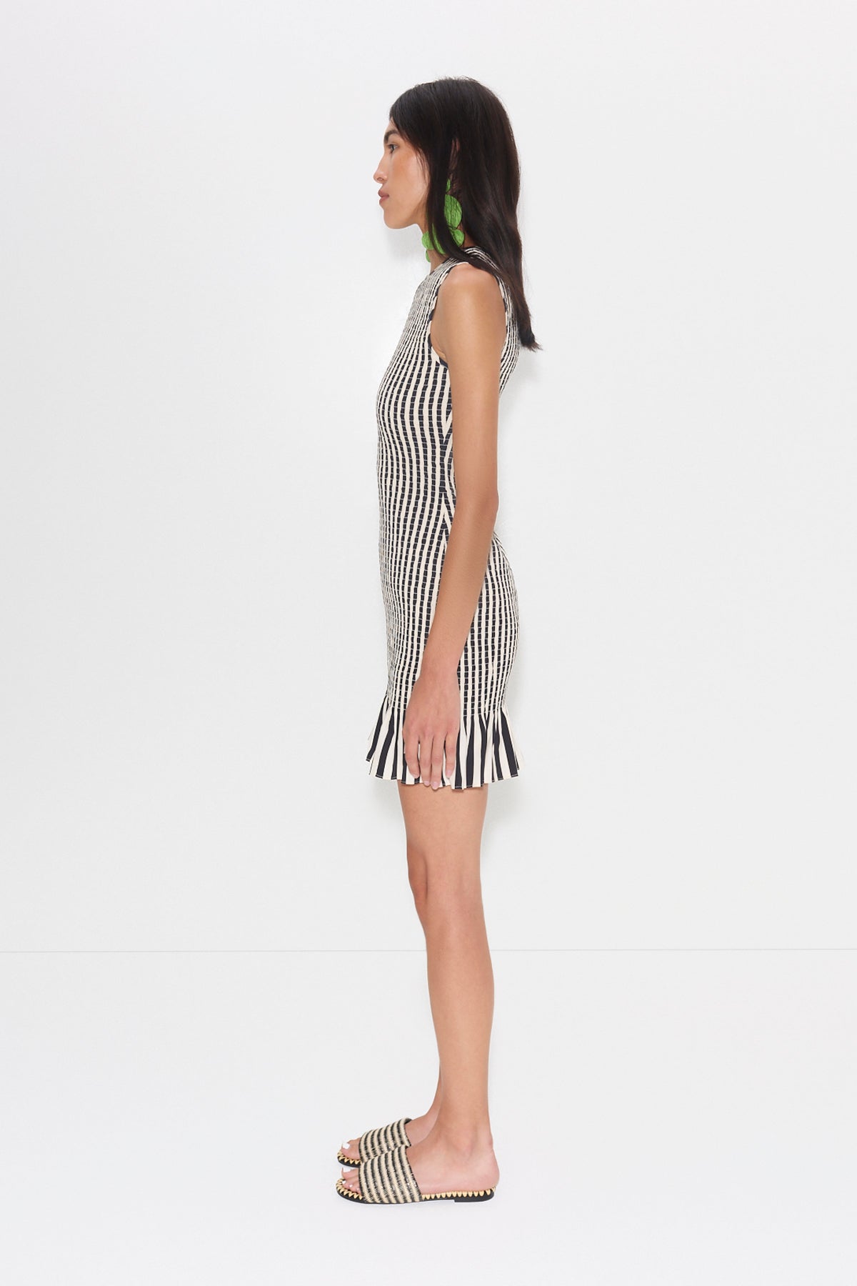 Belle Smocked Mini Dress | Simon Miller BLACK/WHITE STRIPE