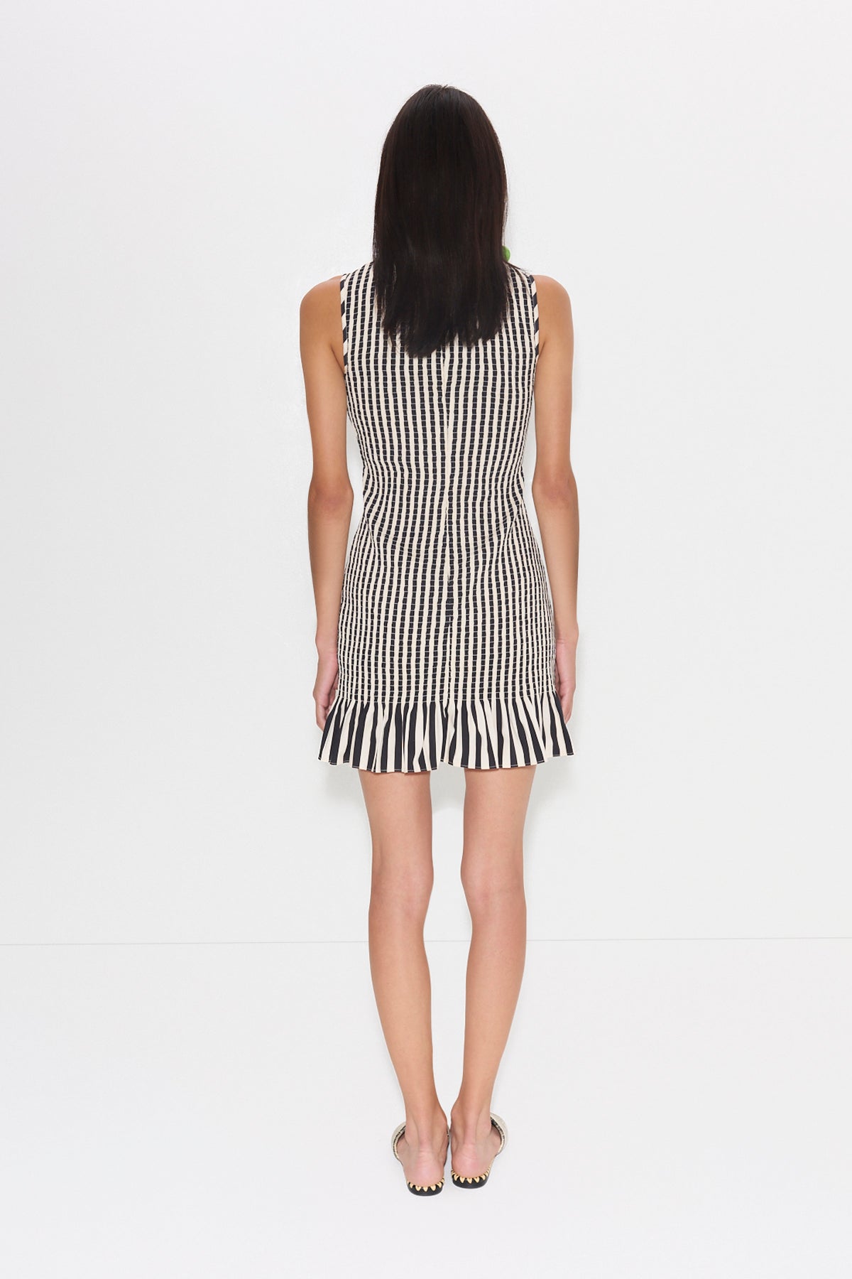 Belle Smocked Mini Dress | Simon Miller BLACK/WHITE STRIPE