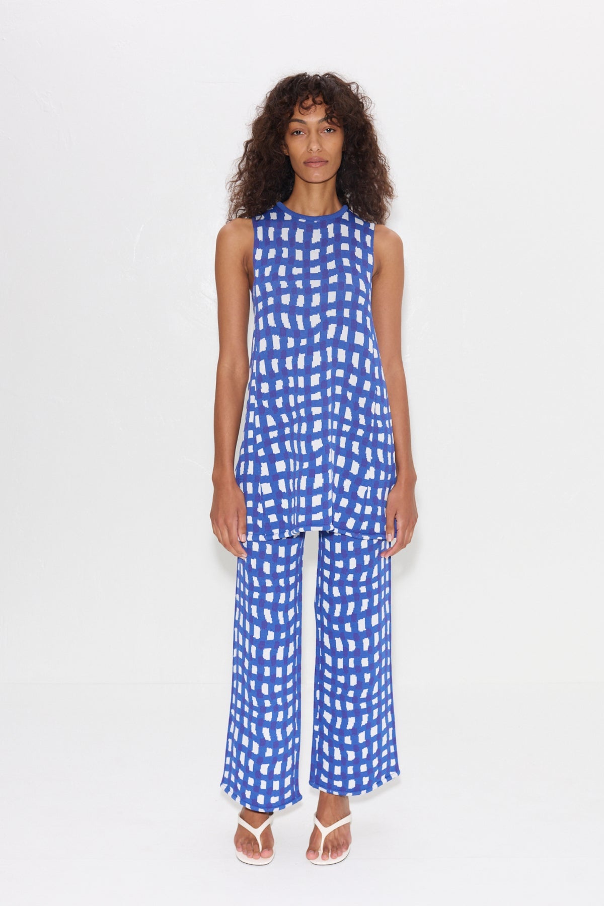 Zana Knit Mini Dress | Simon Miller KLEIN BLUE WAVY GINGHAM