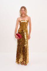 Sculpty Strapless Sequin Dress | Simon Miller STAR GOLD