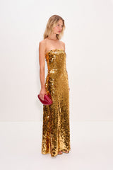 Sculpty Strapless Sequin Dress | Simon Miller STAR GOLD