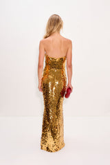 Sculpty Strapless Sequin Dress | Simon Miller STAR GOLD