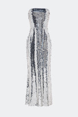 Sculpty Strapless Sequin Dress | Simon Miller SATELLITE SILVER