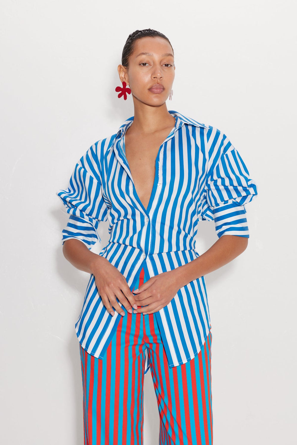 Loch Striped Poplin Button Up | Simon Miller BLUE STRIPE