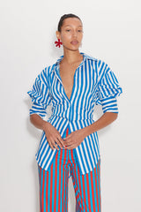 Loch Striped Poplin Button Up | Simon Miller BLUE STRIPE