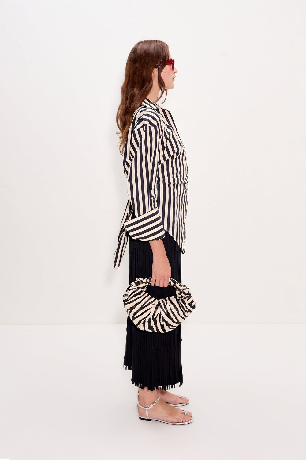 Loch Striped Poplin Button Up | Simon Miller BLACK/WHITE STRIPE