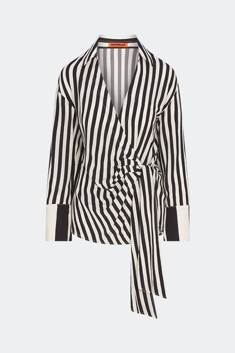 Vietta Crepe Top | Simon Miller Black/White Stripe