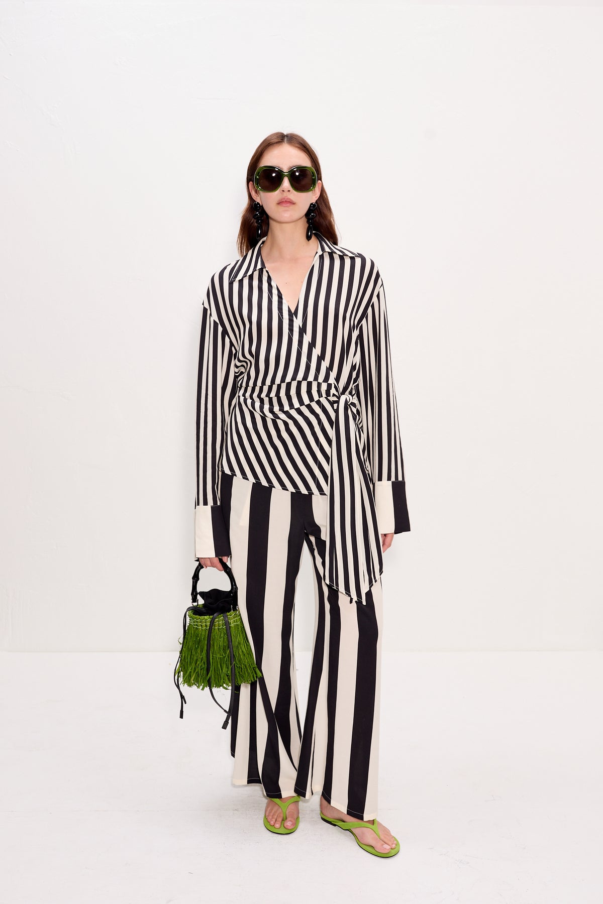 Vietta Crepe Top | Simon Miller Black/White Stripe