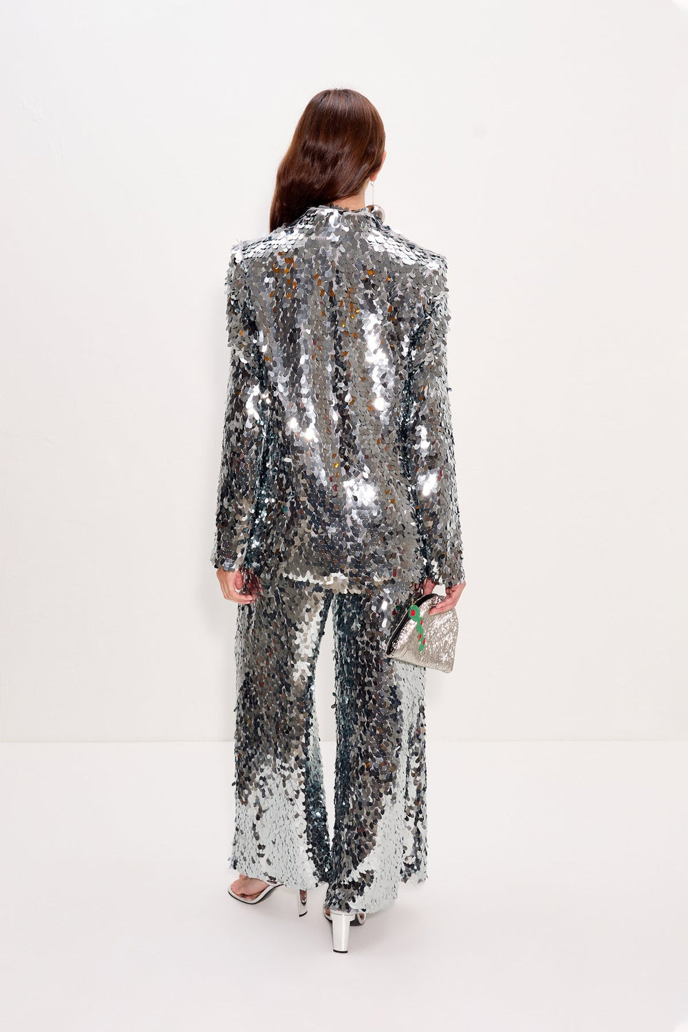 Nella Sequin Wide Leg Pant | Simon Miller SATELLITE SILVER