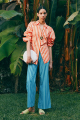 Pia Poplin Pant | Simon Miller TONAL BLUE STRIPE