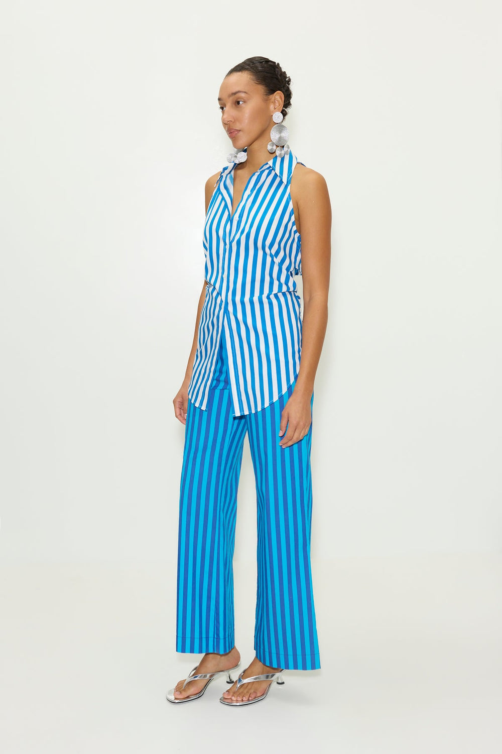 Pia Poplin Pant | Simon Miller TONAL BLUE STRIPE