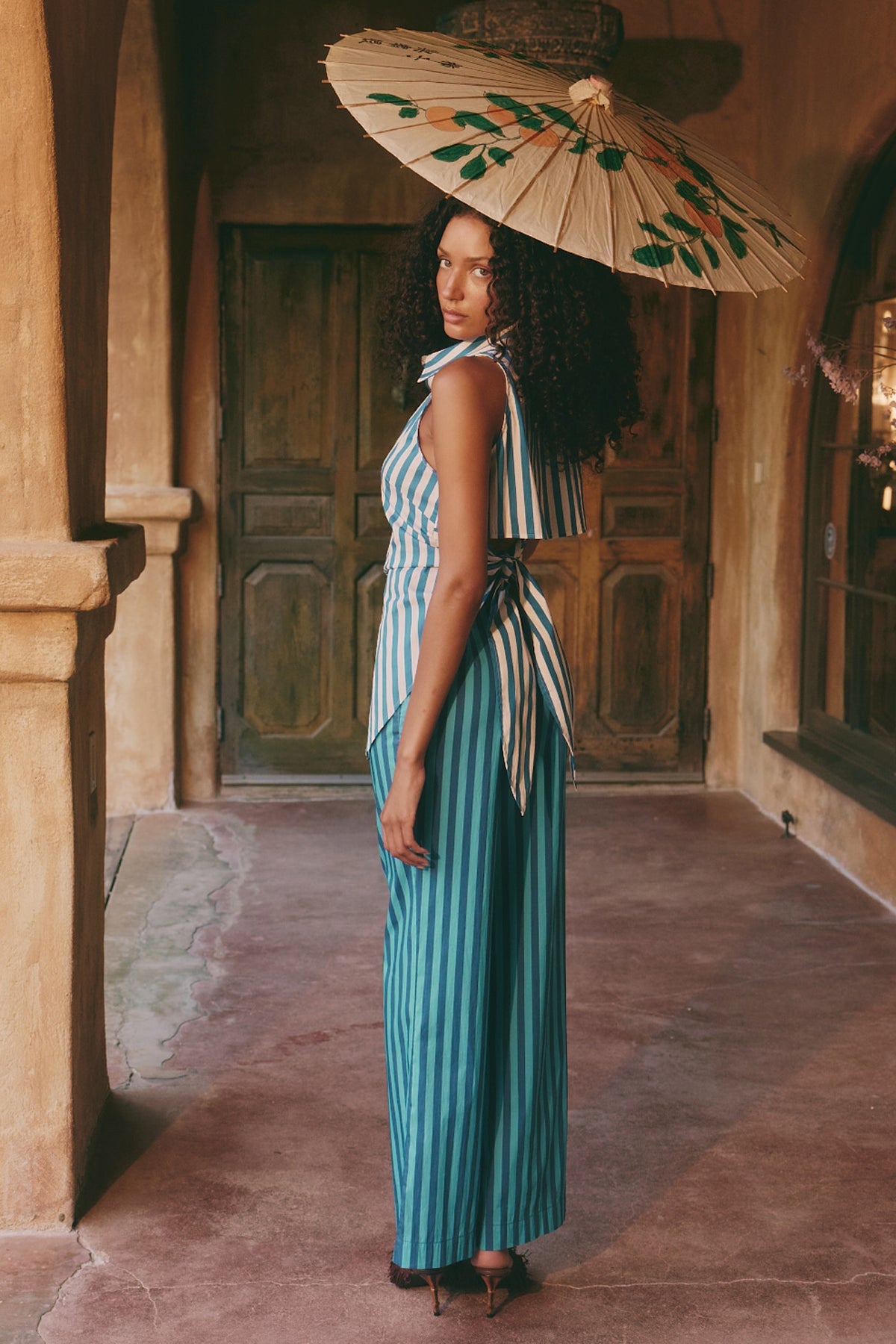 Pia Poplin Pant | Simon Miller TONAL BLUE STRIPE