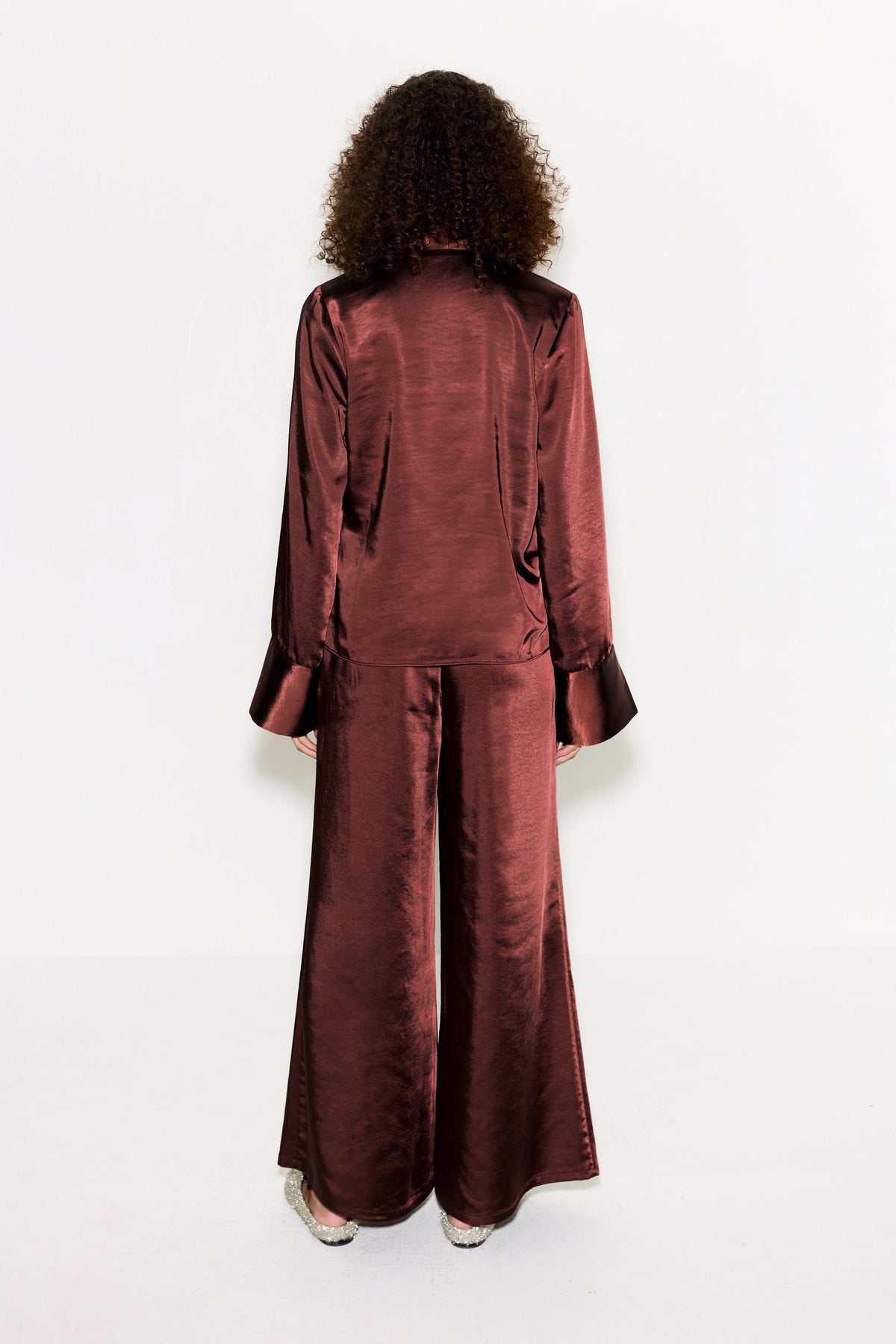Nella Satin Wide Leg Pant | Simon Miller CHOCO BROWN