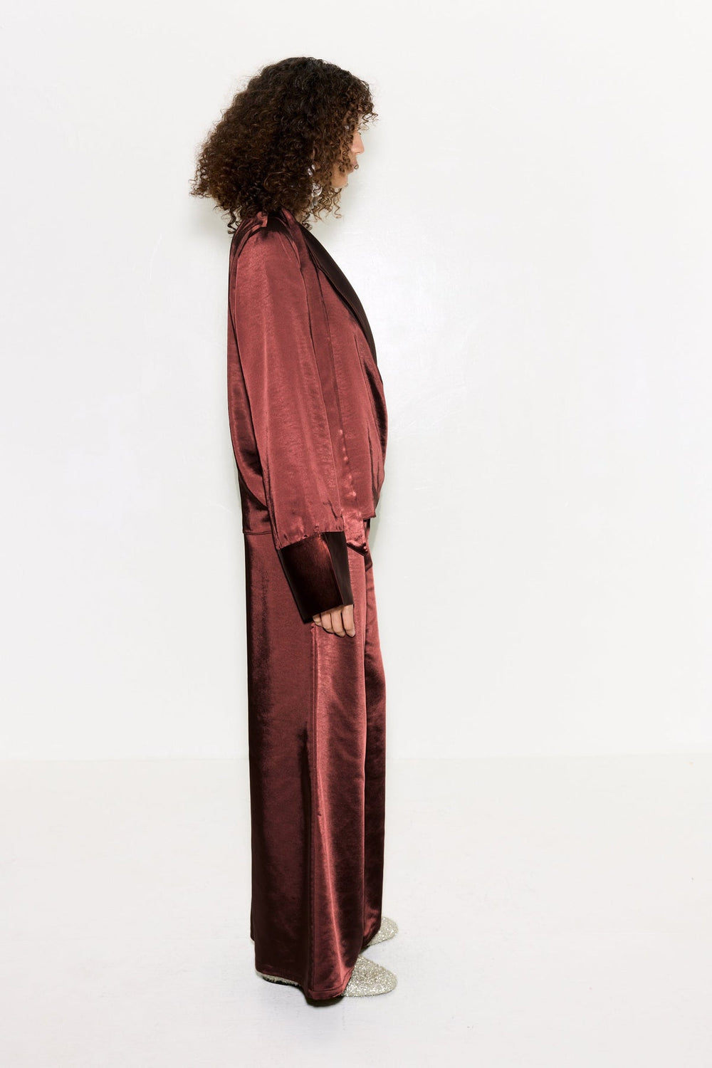 Nella Satin Wide Leg Pant | Simon Miller CHOCO BROWN