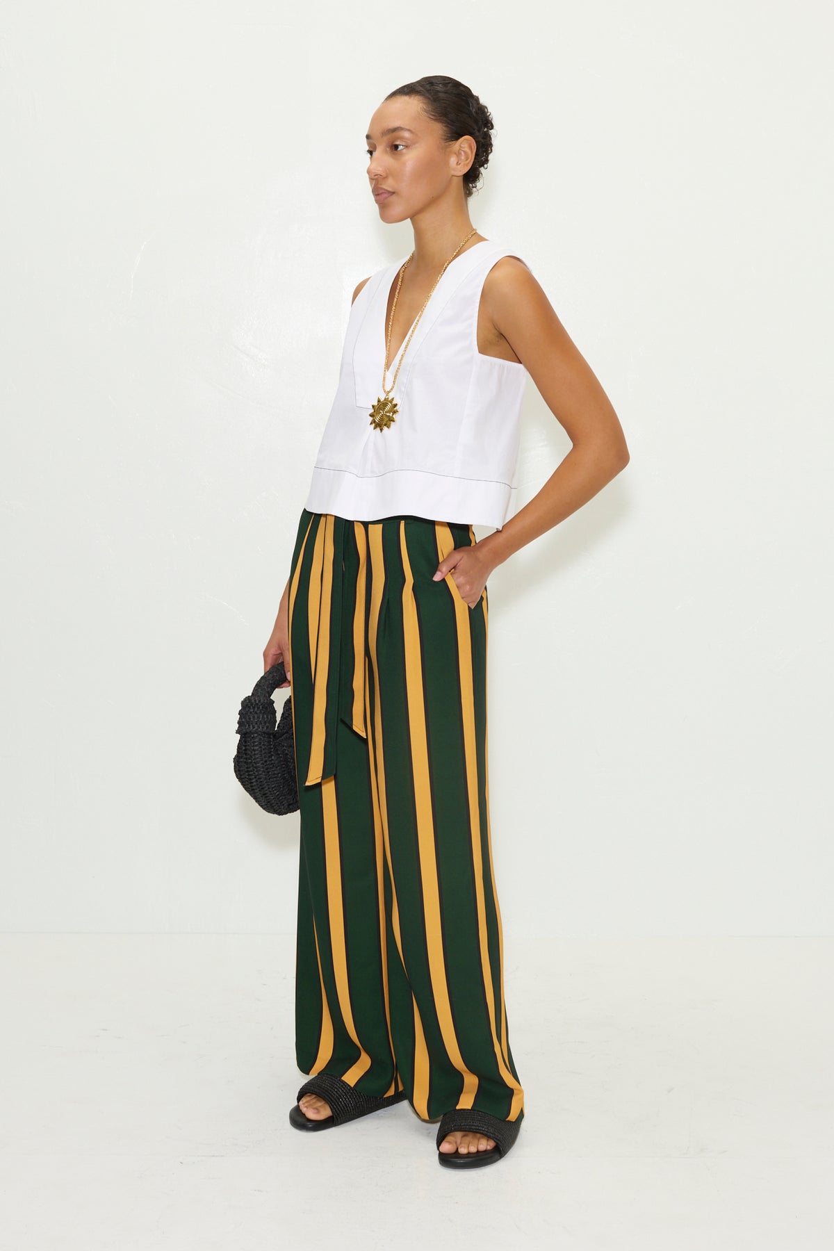 Alto Crepe Pant | Simon Miller FERN/MUSTARD STRIPE