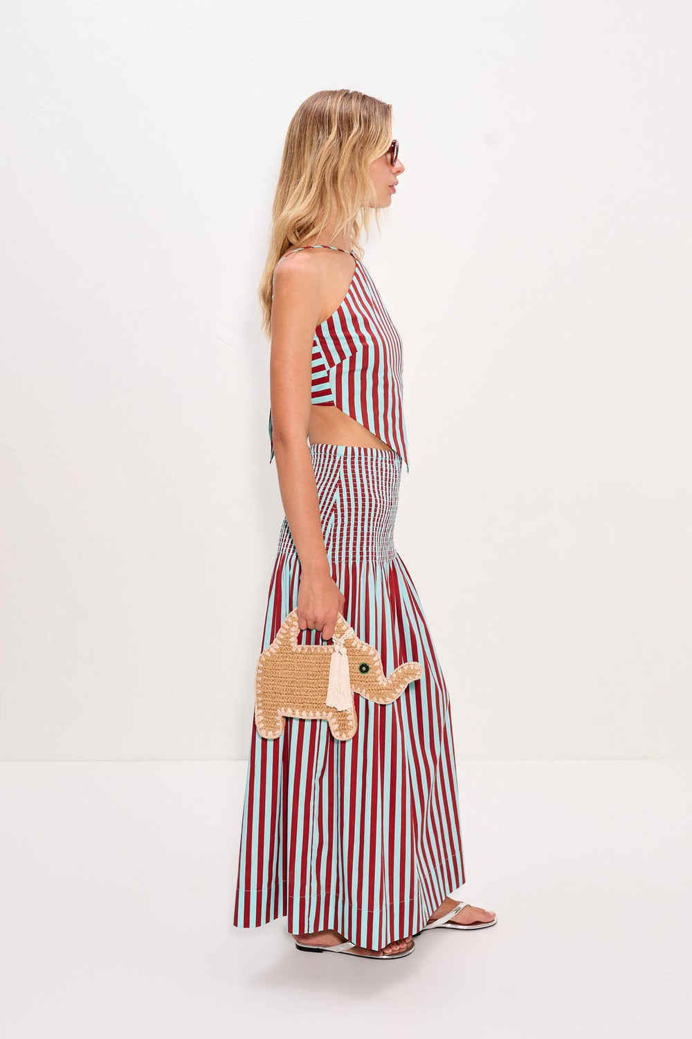Flor Poplin Skirt | Simon Miller Salted Blue/Crimson