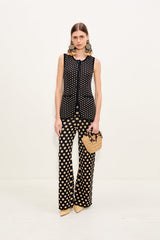 Del Mar Knit Vest | Simon Miller Black/Tan Polka Dot
