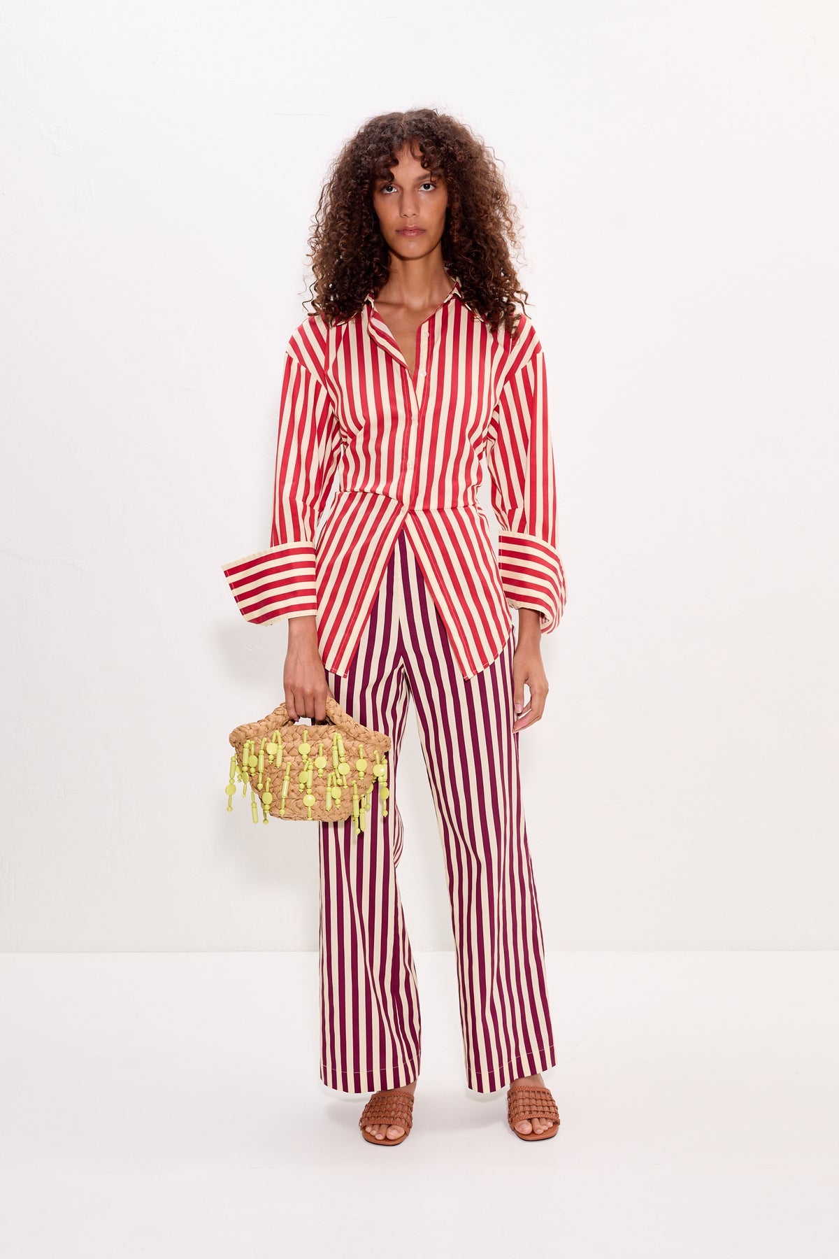 Pia Poplin Pant | Simon Miller Bordeaux Stripe