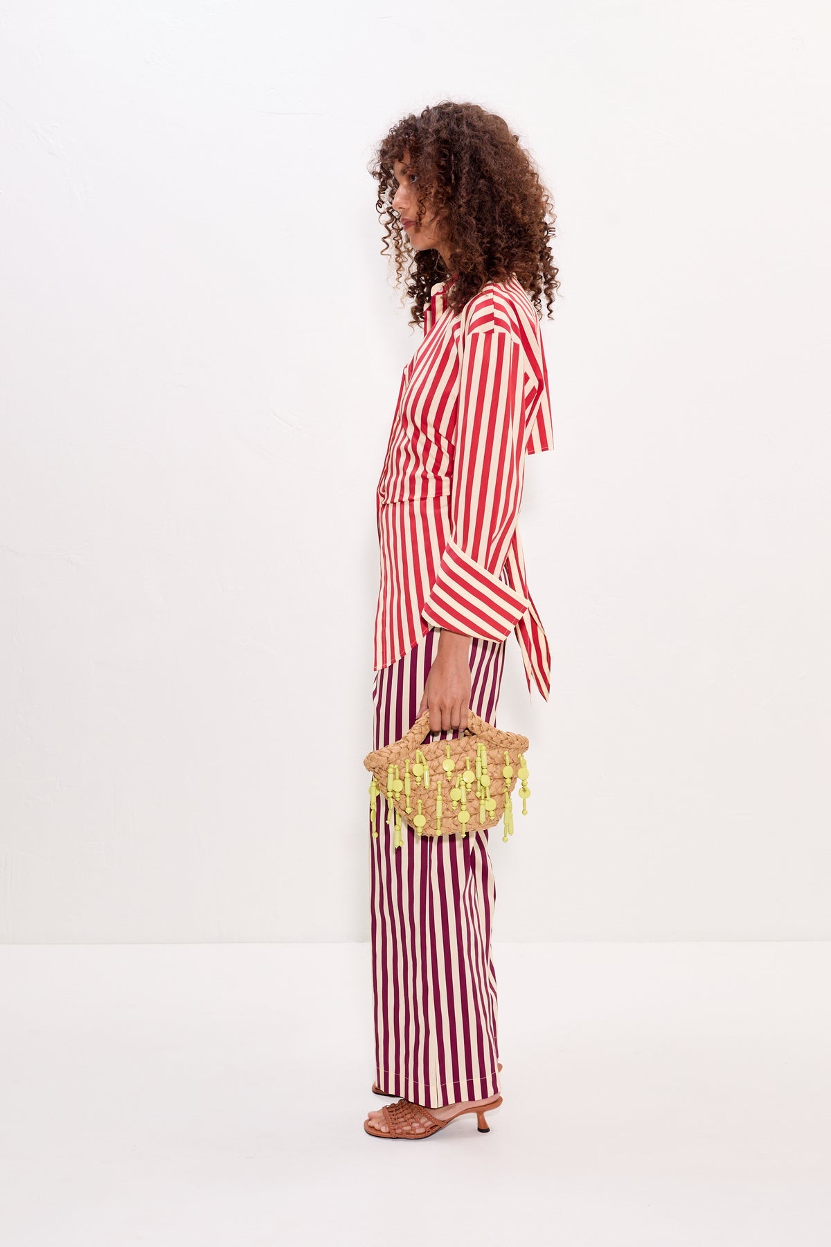 Pia Poplin Pant | Simon Miller Bordeaux Stripe