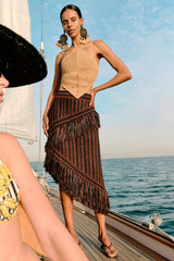 Beja Midi Skirt | Simon Miller Choco Brown/Black Combo