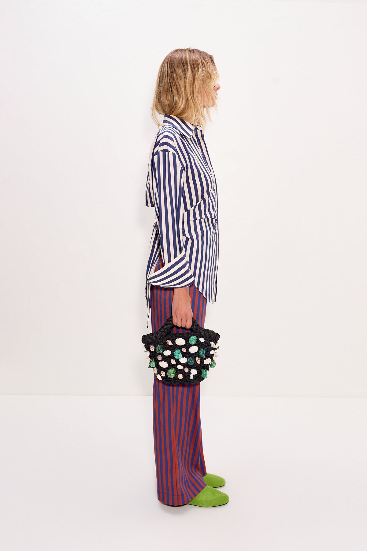 Loch Poplin Button Up | Simon Miller Navy/Cream Stripe