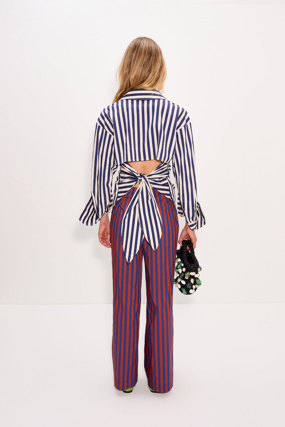 Pia Poplin Pant | Simon Miller Navy/Henna Stripe